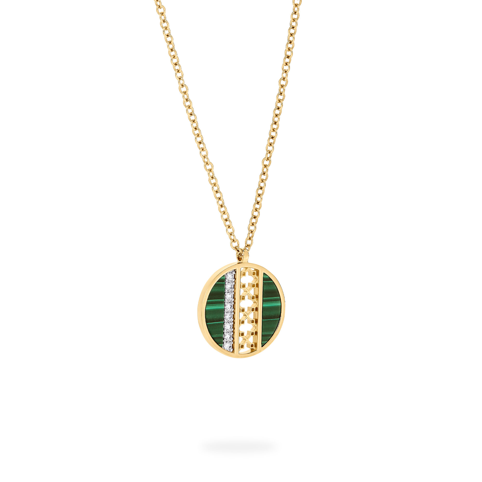Malachite Diamond Medallion in Yellow Gold Small Birks